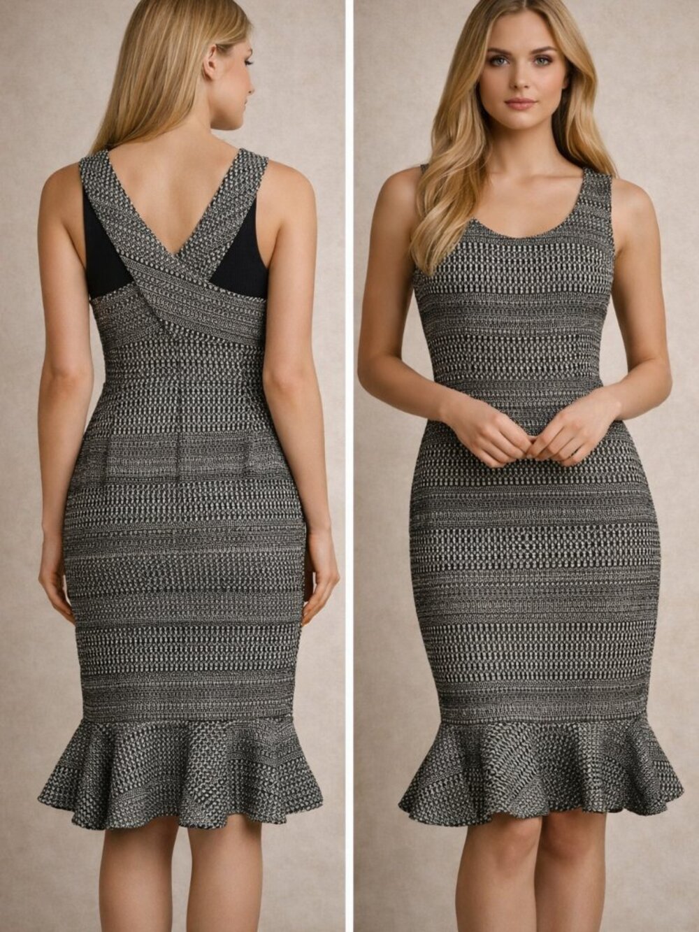 Banana Republic NWT Tweed Ruffle Hem Bodycon Dress size 8